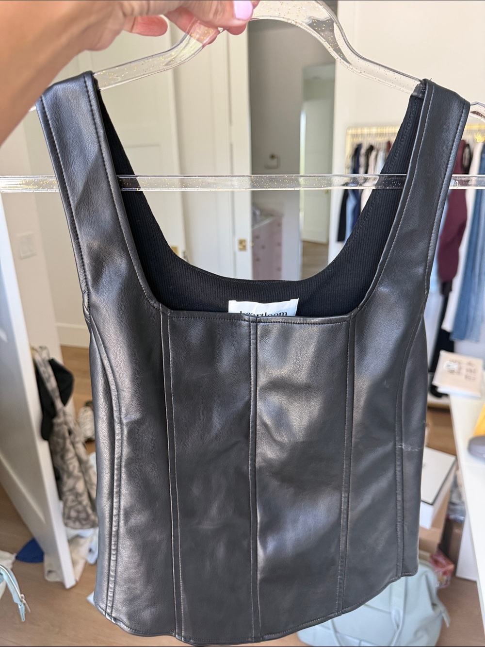 Black Faux Leather Tank Top by heirloom
